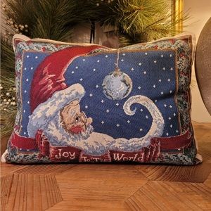 Joy to the World Santa Tapestry Pillow